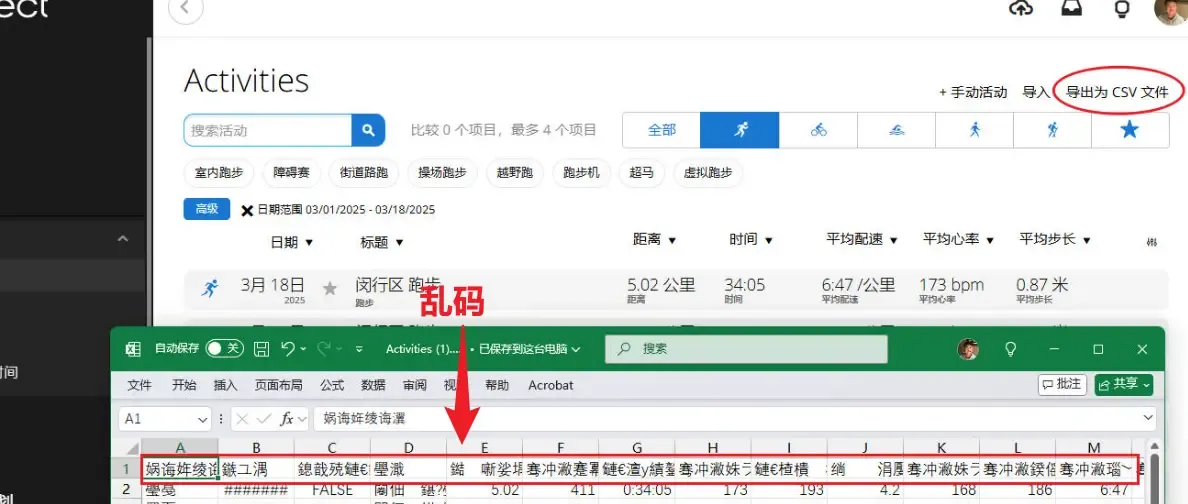 下载的CSV打开后乱码