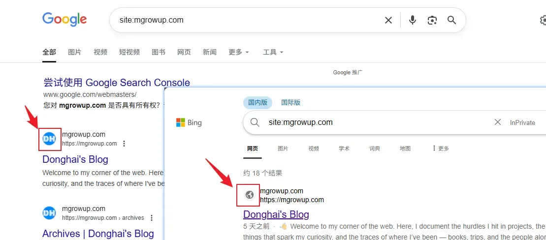 Bing不显示站点图标