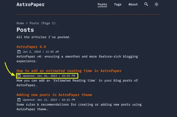 Last Modified Date feature in AstroPaper