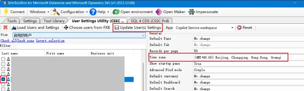 Update User Settings