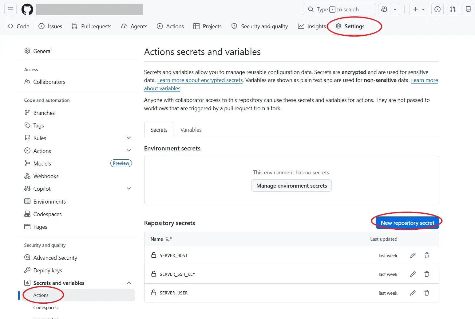 Github仓库配置环境变量
